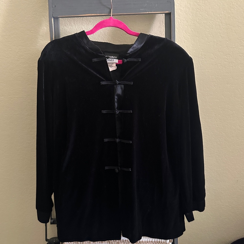 Y2K whimsy goth Black Velvet Jacket with shoulder pads
